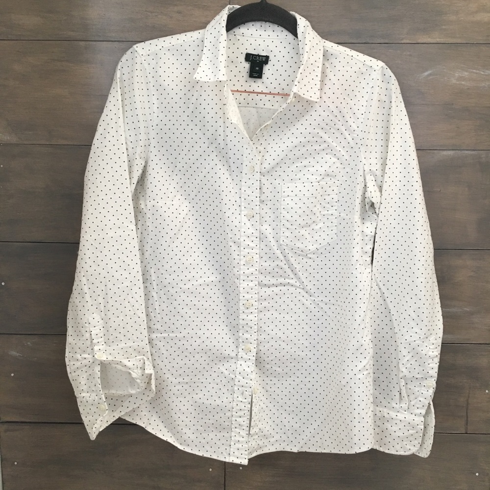 EUC J. Crew Black Polka Dot Button Down